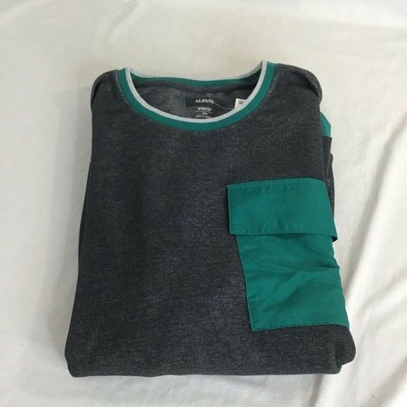 New Alfani Crewneck Sweater Utility Pocket Gray - Picture 7 of 7